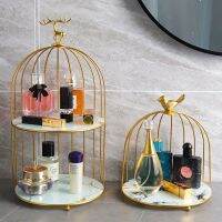 Nordic Golden Deer Head Bird Cage Rack Perfume Makeup Organizer for Cosmetics Luxury Bathroom Container Desktop Storage Shelf