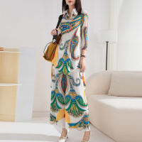 Fashion Cal Womens New Printing Loose Slim Pleated Two-piece Set