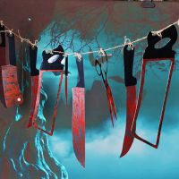 【DT】hot！ 12pcs/lot Plastic Blood Tools Sets Horror Spooky Haunted Hanging Garland Decoration