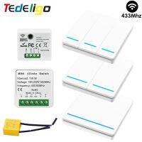 สวิตช์ไฟ2ทางไม่มีความเป็นกลางรีเลย์มินิ1/2ชอุปกรณ์ควบคุมสัญญาณไวร์เลสโมดูล RF รีโมทสวิตช์ติดผนังควบคุมเปิด/ปิด110V 220V