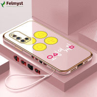 [ฟรีสายคล้อง] สำหรับ VIVO เคสโทรศัพท์ V19cell การ์ตูนเกาหลีเกมปลาหมึกชุบขอบสี่เหลี่ยมเคสโทรศัพท์ชุบหรูหราเคสโทรศัพท์นุ่มชุบ