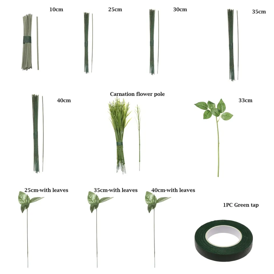 Flower Stub Stems Paper/Plastic Green Floral Tape Iron Wire