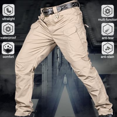 Summer Men Casual Cargo Pants Thin Pockets Outdoor Quick Dry Breathable Waterproof Military Fan Tactical Trousers TCP0001
