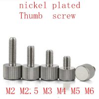 (JIE YUAN)5 10Pcs M2 M2.5 M3 M4 M5x5/6/8/10/12/15เหล็กชุบนิกเกิล Knurling แบนหัว Knurled Thumb สกรูมือขันสกรู