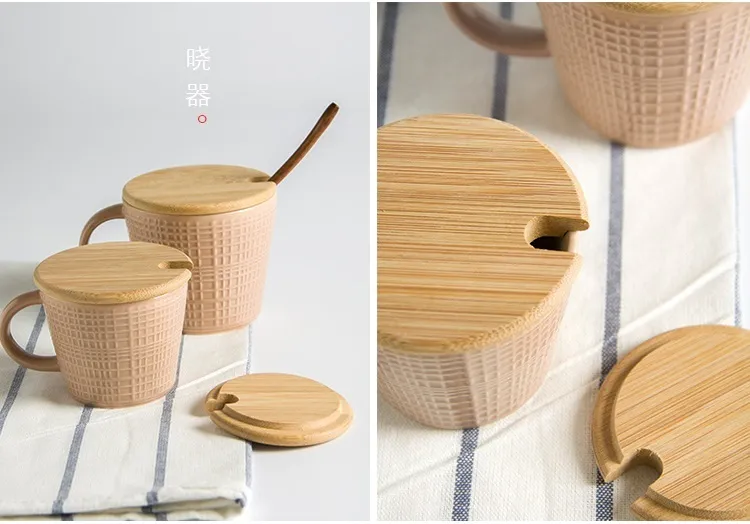 3pcs Wood Lids Wooden Mug Glass Jar Wood Drink Cup Lid with Spoon Hole