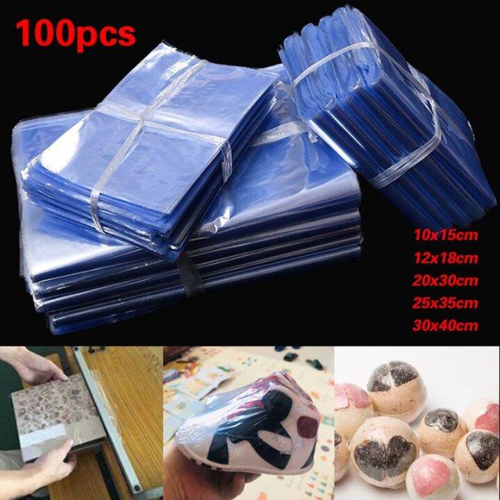 100Pcs DIY Blower Heat Seal ปากแบน Pvc Heat Shrink Film Bag Heat Shrink
