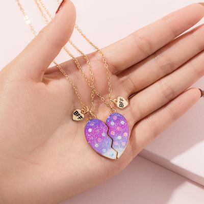 Best Friends Chains Bff Necklace Scallion Powder Sequin Pendant - Heart-shaped - Aliexpress