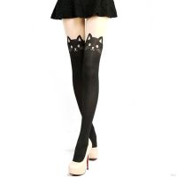 Women Cat Tail Velvet Knee Socks Hosiery Tattoo Stockings