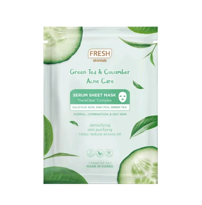 FRESH Skinlab Green Tea and Cucumber Acne Care Serum Sheet Mask 1 Sheet