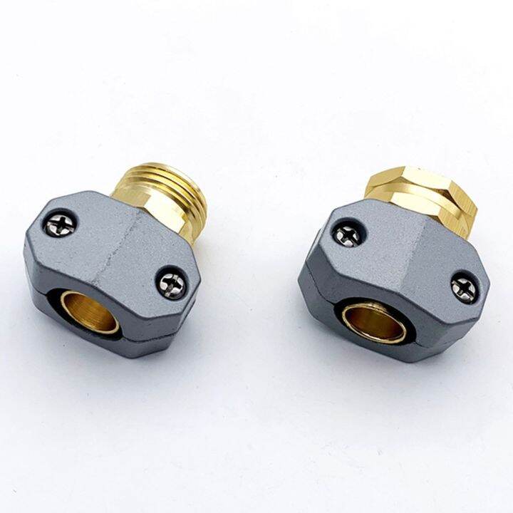 1 Set Male+Female Garden Hose End Clamp Mender Repair Coupler 3/4\ And