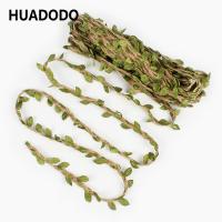 【YF】 HUADODO 10meters Jute Twine with Artificial Leaves Burlap Vines Wedding Jungle Decoration