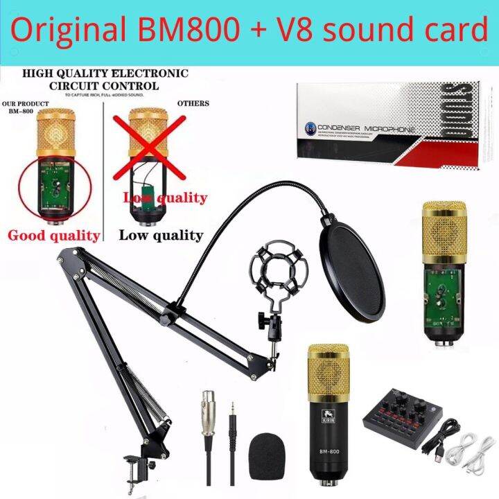 &2Original BM800 condenser + V8 soundcard Set (metal condenser mic and