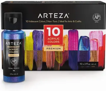 ARTEZA Metallic Acrylic Paint, Set of 36 Colors/Tubes 22 ml, 0.74