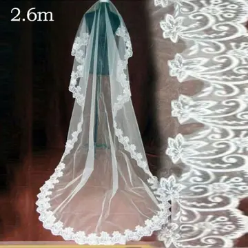 1pc Women Flower Embroidery Elegant Bridal Trailing Veil For