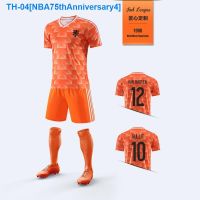 ☢∏ NBA75thAnniversary4 1988 Dutch team Van Basten retro football jersey suit boys and children custom sports game training suit