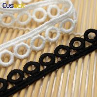 [HOT!] 7 Yards 1 CM Off White Black Circle Lace Trims Applique Milk Fiber for Costume Trimmings Home Textiles Sewing Fabric Tape