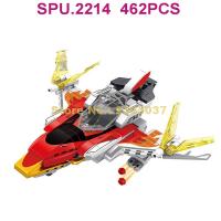 108593 462pcs Ultraman Guys Fly Wing Spaceship Plane 3 Dolls Building Blocks Toy