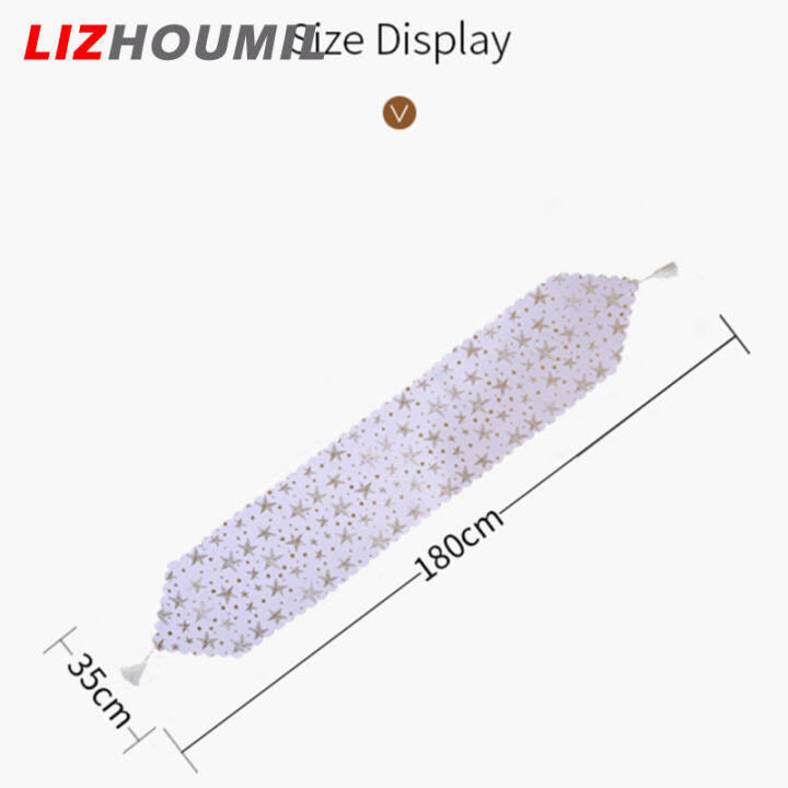 lizhoumil-ผ้าปูโต๊ะสีขาวปั๊มทองสำหรับตกแต่งปาร์ตี้คริสต์มาส