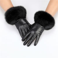 New Arrival Wholesale Womens Real Leather Gloves With Rabbit Fur Cuffs Sheepskin Mittens