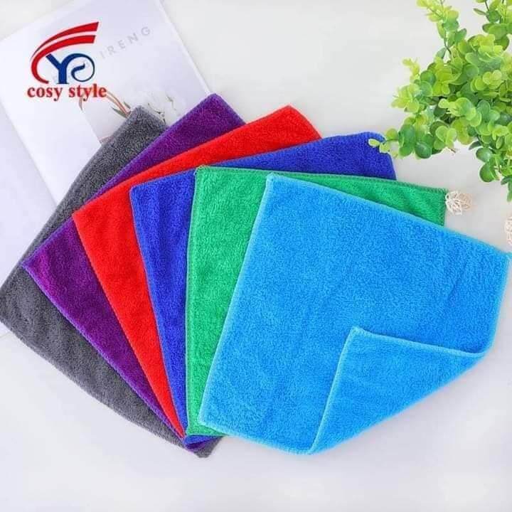 12 pcs Coral Fleece Microfiber Square Towel ASSORTED Color Lazada PH