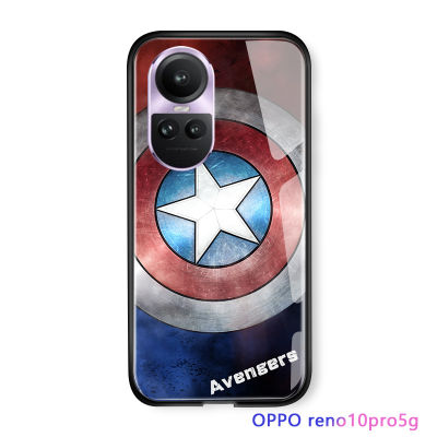 Serpens For OPPO Reno10 Pro 5G เคสโทรศัพท์ Marvl สำหรับเด็กผู้ชายเคสซูเปอร์ฮีโร่สำหรับผู้ชายกัปตันอเมริกาไอรอนแมนสไปเดอร์แมนกระจกเทมเปอร์เคสฝาหลัง