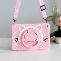 360 Rotating Cat Silicone Cases for iPad 10 9 8 7th Generation Air Mini 3 4 5 6 2022 Pro 11 10.9 10.2 9.7 Kids Cover with Strap Cases Covers