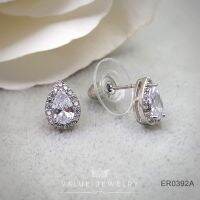 Value Jewelry ER0392 กว้าง0.7cmยาว0.9cm ต่างหู ตุ้มหู แฟชั่น ขายดี  เพชร CZ คริสตัล ไม่ลอก ไม่ดำ ไม่แพ้ ไม่คัน บริการเก็บเงินปลายทาง