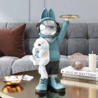 Home Decor Astronaut Statue Cartoon Space Rabbit Figurine Livingroom Decoration Sculpture Desk Key Storage Craft Gifts