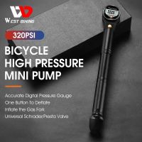 WEST BIKING Bike Tire Shock Pump Mini Hand Bike Fork Pump Portable 320psi Bicycle Air Pump with Pressure Presta Schrader Valves