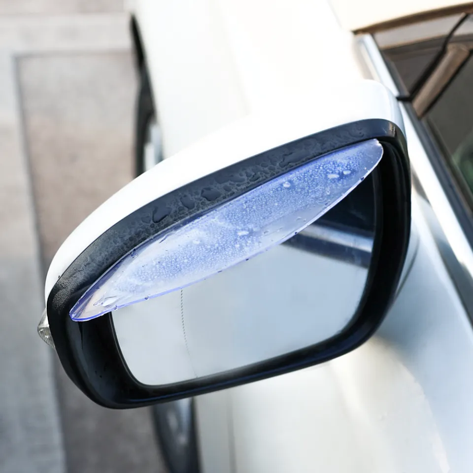 Car Side Mirror Rain Eyebrow Visor Rear 2pcs Guard Sun Black