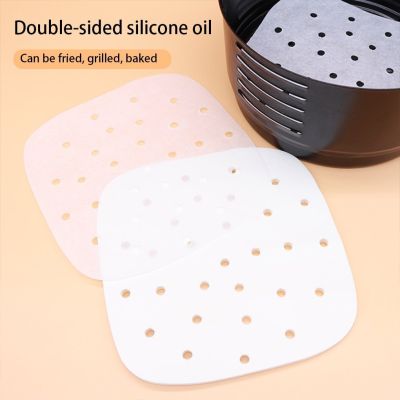 100Pcs Air Fryer Paper Special for Baking Kitchen Food Oil-proof Double-sided Silicone Oil Paper Non-Stick Dumpling Steamer Pad