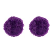 2X Faux Sheepskin Wool Carpet 30 x 30 cm Fluffy Soft Longhair Decorative Carpet Cushion Chair Sofa Mat (Round Purple)