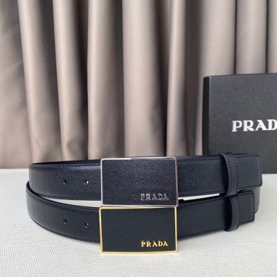 Top Grade Quality 35mm Black Leather Belt With Silver/Golden Buckle (With Original Box)