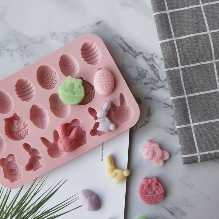 Easter Bunny Silicone Eggs Chocolate Cake Soap Small Ice Trays for