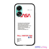 GGK สำหรับ OPPO A78 4G แฟชั่นอเมริกาอวกาศโลโก้ป๊อปแบรนด์ยอดนิยมของผู้ชายเคสฝาหลังกระจกนิรภัยมันวาวเคสโทรศัพท์เด็กผู้ชาย