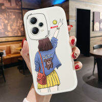 เคสโทรศัพท์สำหรับ Redmi Note 12 5G Xiaomi Poco X5 5G ตัวการ์ตูนให้ความรู้สึกบางน่ารักลายการ์ตูนหนังสำหรับหญิงสาวหรูหราด้านหลังซิลิโคน PU ปกหนังเคสโทรศัพท์