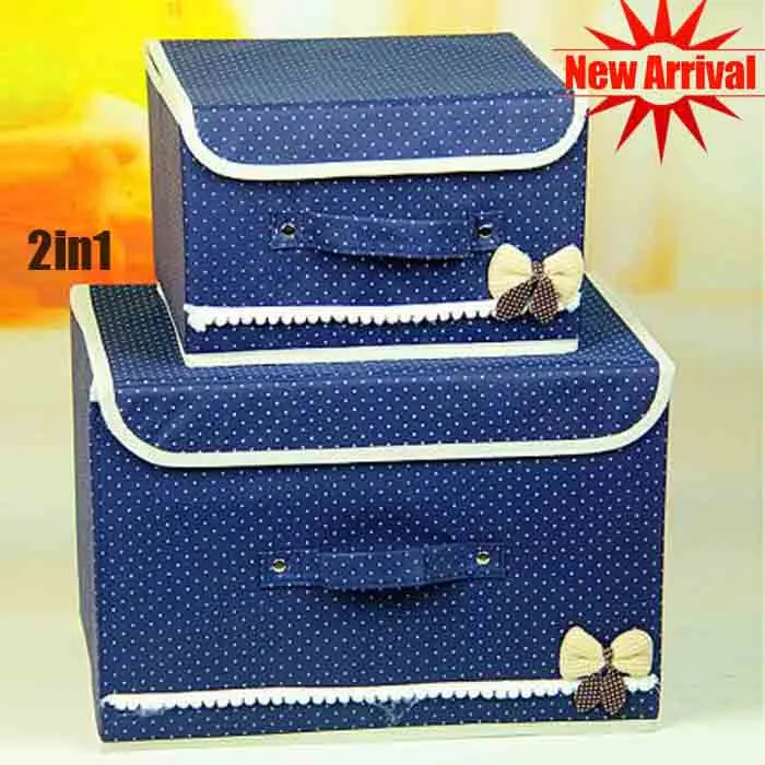 (BLUE) 2 in 1 Foldable Space Saving Nonwoven Fabric Wardrobe Storage