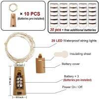 ร้อน5ชิ้น10ชิ้น S Tring ไฟขวดจุกไวน์2เมตร20 LED นางฟ้างานแต่งงานคริสต์มาสฮาโลวีนตกแต่งบาร์ที่มี LR44แบตเตอรี่