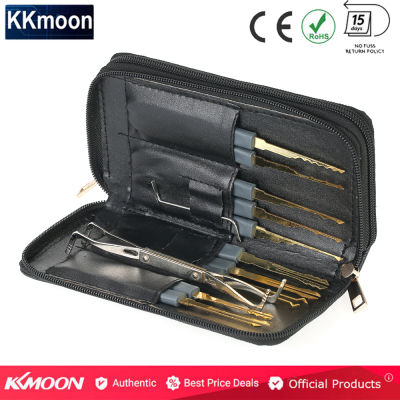 KKmoon 24Pcs Professional ปลดล็อคล็อคหยิบชุดกดสิวฝึกชุดอุปกรณ์ล๊อคพร้อมเคสหนังสำหรับช่างกุญแจเริ่มต้น กุญแจล็อคประตู