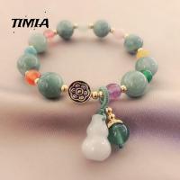 TIMIA เรโทร ง่ายๆ สร้อยข้อมือแบบโบราณ พู่ห้อยคอ เชือกทอมือ กำไลข้อมือมรกต ชนเผ่าชาติพันธุ์ สร้อยข้อมือหยก โซ่มือหญิง กำไลข้อมือผู้หญิง กำไลข้อมือลูกปัด