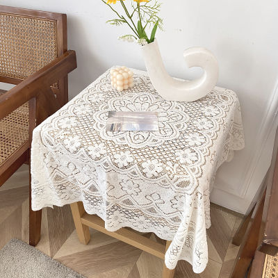 O•urHome [พร้อมส่ง] ผ้าปูโต๊ะลูกไม้ Lace tablecloth ผ้าพื้นหลังห้องตกแต่งร้านกาแฟ INS ผ้าปูโต๊ะสีขาวนม