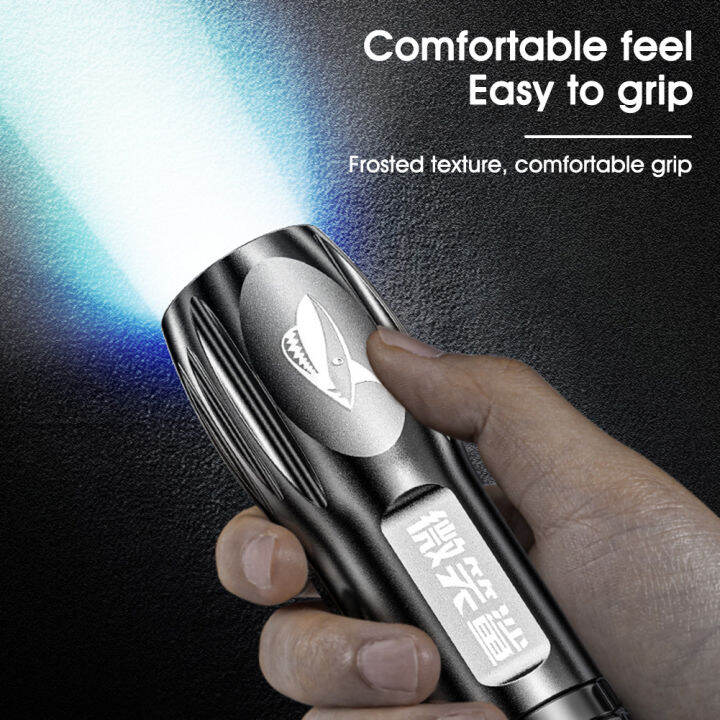 portable-camping-strong-light-flashlight-outdoor-concentrating-long-range-usb-rechargeable-mini-abs-flashlight-with-holder