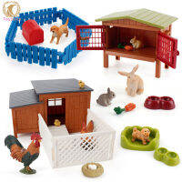 Simulation Poultry Animal Model Set Chicken Coop Rabbit Nest Dog Nest Fun Scene Decoration For Kids Gifts