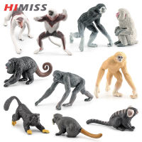 HIMISS TOY ตุ๊กตาลิงเสมือนจริง10ชิ้น,ตุ๊กตาสัตว์จำลองของเล่นเสริมความรู้ความเข้าใจสำหรับเด็กของขวัญ