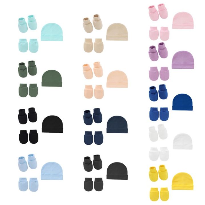 omg-baby-anti-scratching-soft-cotton-s-hat-foot-cover-set-newborn-mittens-socks-beanies-cap-kit-for-infants-baby-s-18-24-months-with-fingers
