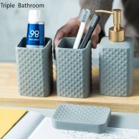 ✺✉◊ Nordic Bathroom Accessories Set Ceramics Household Liquid Soap Dispenser Container Mouth Cup Soap Holders Washing Tools