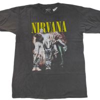 เสื้อยืดวง NIRVANA ผ้าฝอกเฟท แนววินเทจ ลายไม่โหล ลิขสิทธิ์แท้ ปี2021