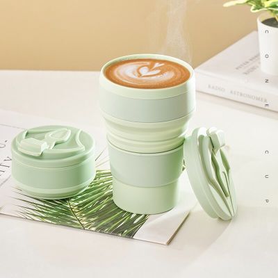 GIANXI Reusable Silicone Collapsible Cups With Lid For Camping 350ml 500ml Portable Folding Coffee Cups For Travel