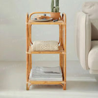 Spot parcel post Rattan Tea Side Cabinet Shelf Tea Table Multi-Layer Tea Shelf Simple Coffee Table Double Layered Storage Rack