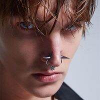 Punk Rock Stereoscopic Cone Nose Ring Without Puncture ins Simple Exaggerated Girls Men Women Jewelry Personality Gift